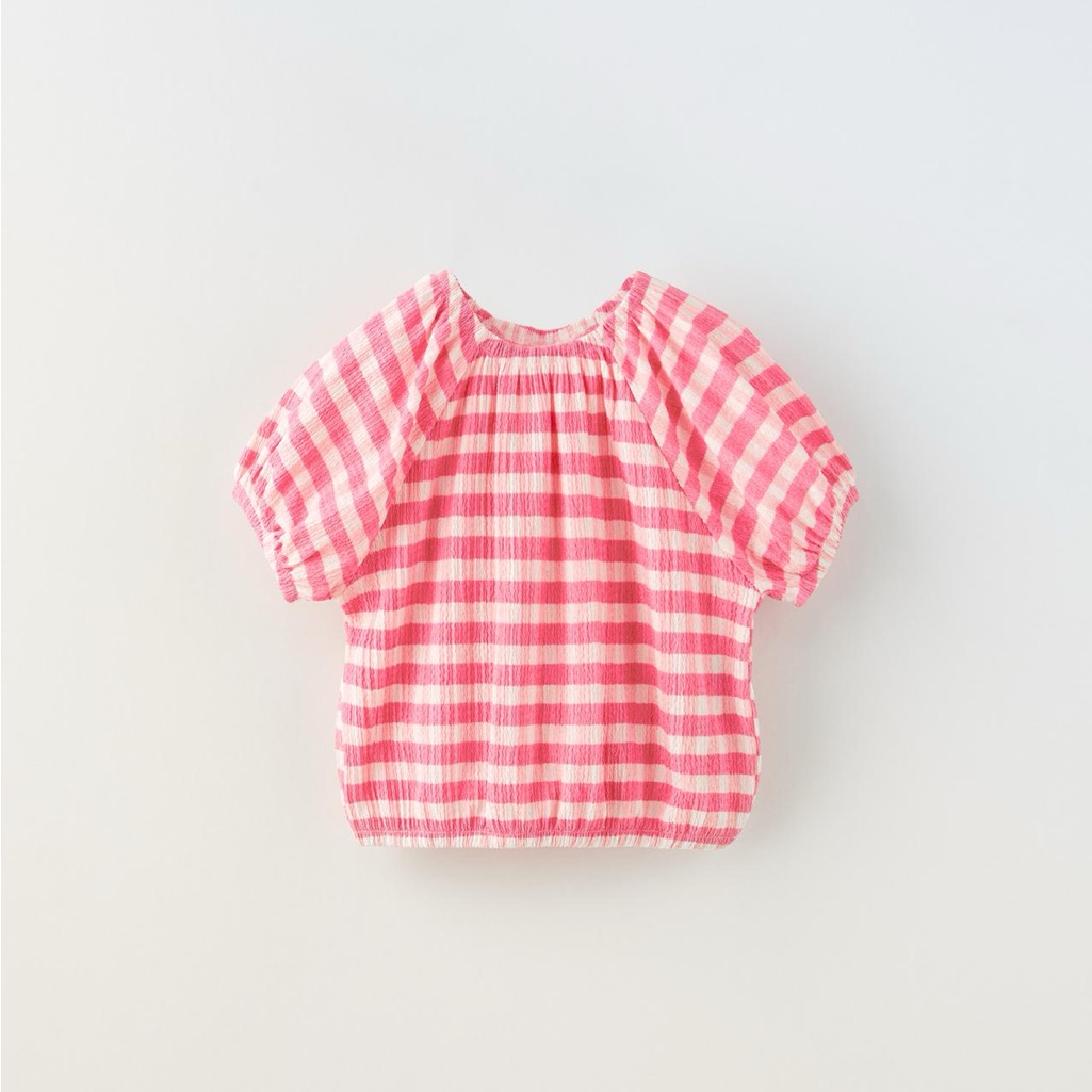 Nwt Zara 4-5y Textured Gingham Shirt Top
